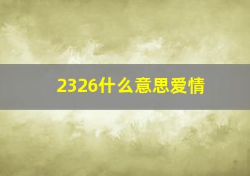 2326什么意思爱情