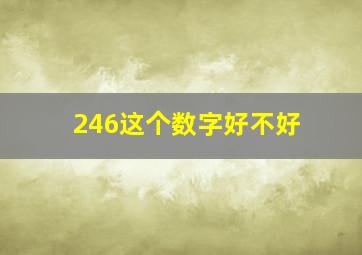 246这个数字好不好