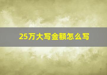 25万大写金额怎么写