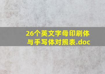 26个英文字母印刷体与手写体对照表.doc