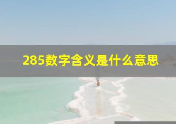 285数字含义是什么意思