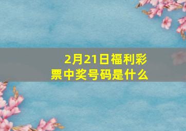 2月21日福利彩票中奖号码是什么