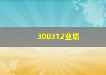 300312业绩