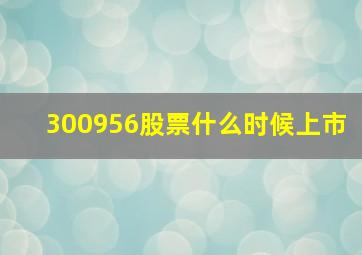 300956股票什么时候上市