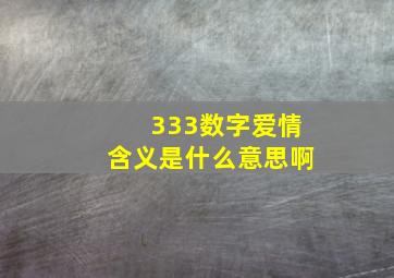 333数字爱情含义是什么意思啊