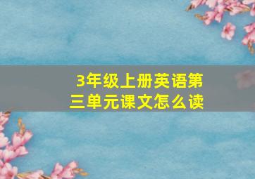 3年级上册英语第三单元课文怎么读