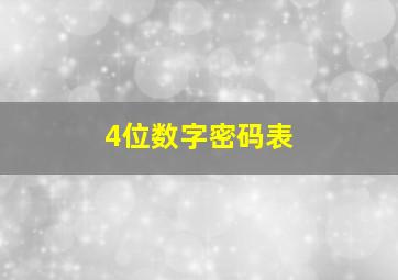 4位数字密码表