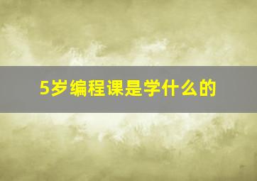 5岁编程课是学什么的