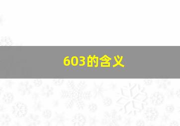 603的含义