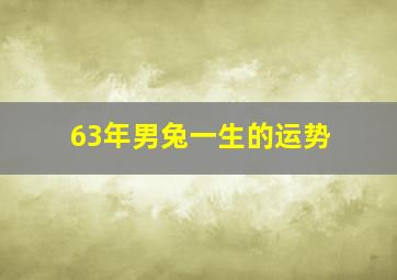 63年男兔一生的运势