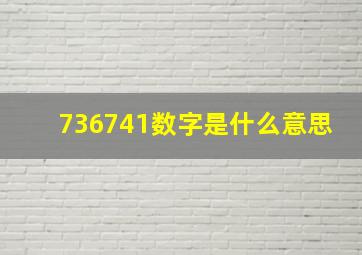 736741数字是什么意思