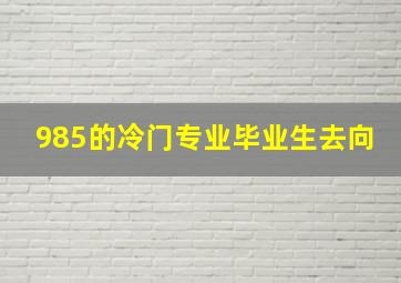 985的冷门专业毕业生去向