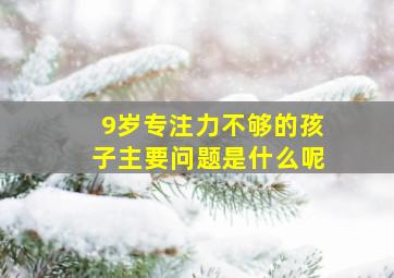 9岁专注力不够的孩子主要问题是什么呢