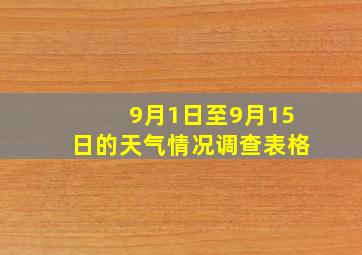 9月1日至9月15日的天气情况调查表格