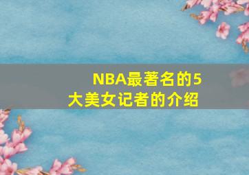 NBA最著名的5大美女记者的介绍