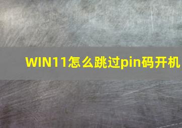 WIN11怎么跳过pin码开机