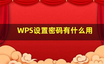 WPS设置密码有什么用