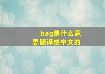 bag是什么意思翻译成中文的