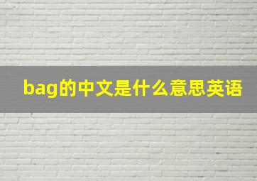 bag的中文是什么意思英语