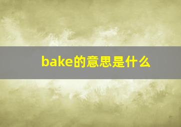 bake的意思是什么