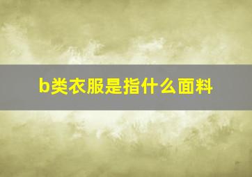 b类衣服是指什么面料