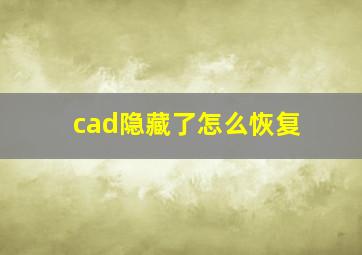 cad隐藏了怎么恢复