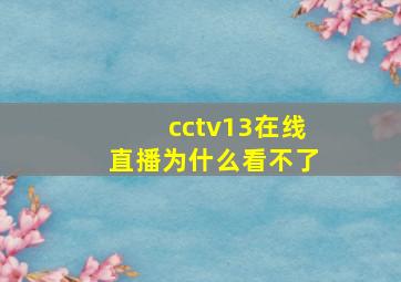 cctv13在线直播为什么看不了