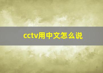 cctv用中文怎么说