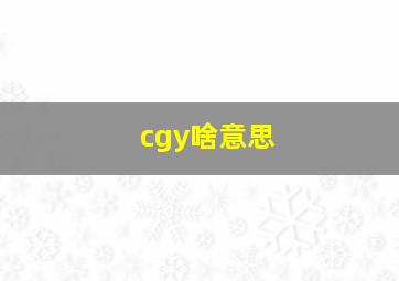 cgy啥意思