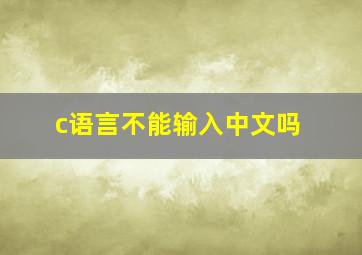 c语言不能输入中文吗