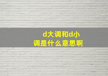 d大调和d小调是什么意思啊