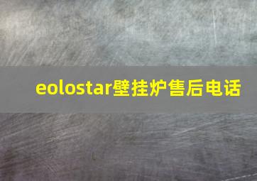 eolostar壁挂炉售后电话