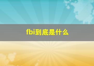 fbi到底是什么