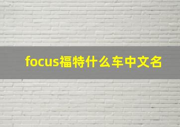 focus福特什么车中文名