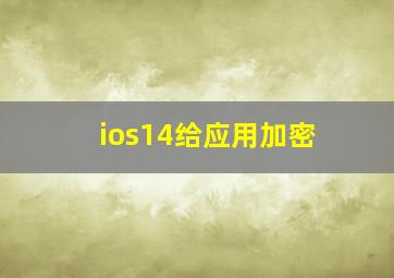 ios14给应用加密