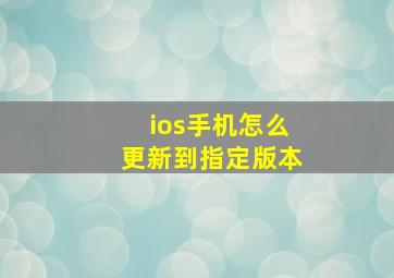 ios手机怎么更新到指定版本