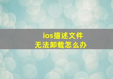 ios描述文件无法卸载怎么办