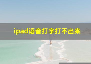 ipad语音打字打不出来