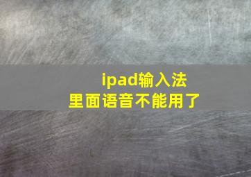 ipad输入法里面语音不能用了