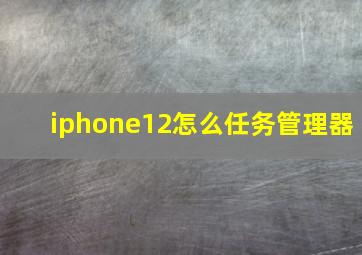 iphone12怎么任务管理器