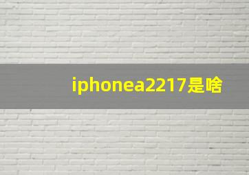 iphonea2217是啥