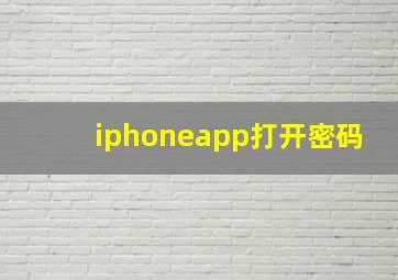 iphoneapp打开密码