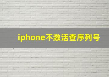 iphone不激活查序列号