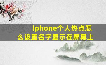 iphone个人热点怎么设置名字显示在屏幕上