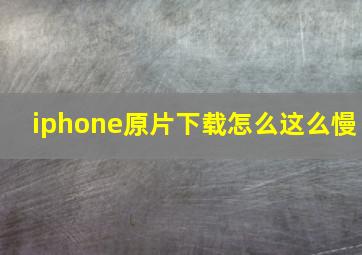 iphone原片下载怎么这么慢