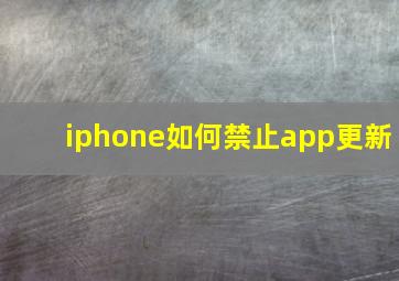 iphone如何禁止app更新