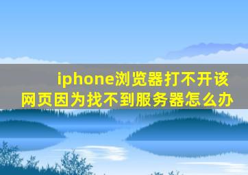 iphone浏览器打不开该网页因为找不到服务器怎么办