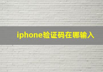 iphone验证码在哪输入