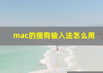 mac的搜狗输入法怎么用