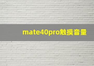 mate40pro触摸音量